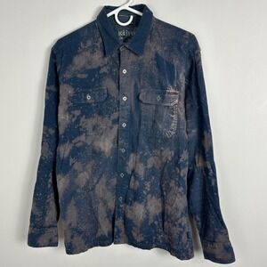 Kuhl Brown Blue Tie Dye Long Sleeve Shirt‎ Size Large Merino Wool Blend Collared